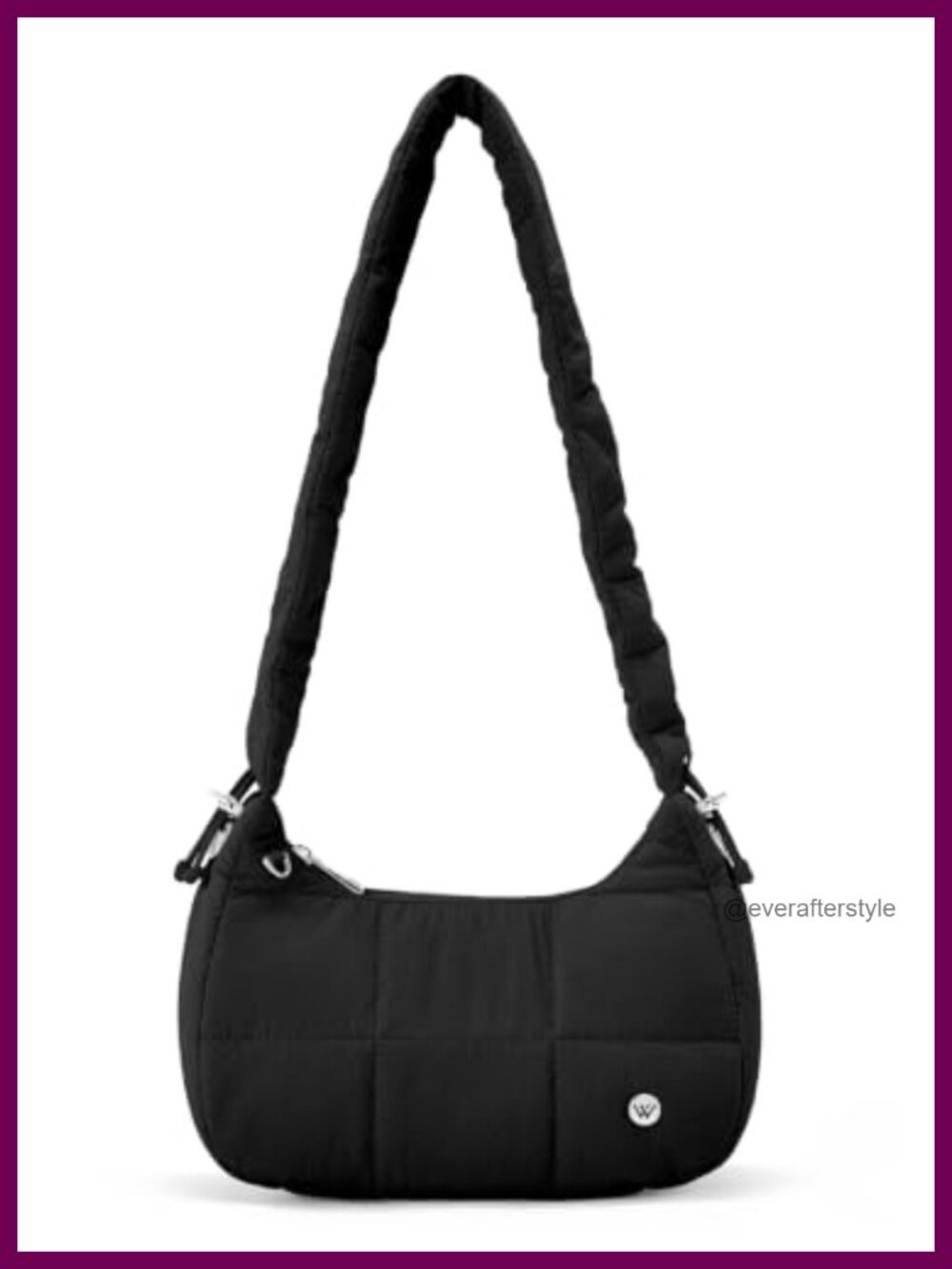 Quilted Nylon Puffer Crescent Shoulder Bag Small Crossbody Purse